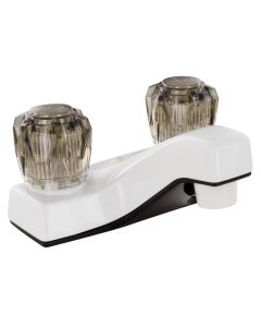 Lavatory Faucet, 4, 2 Smoke Knobs, Plastic, White, Box