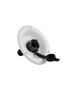 Fresh Water Inlet; Direct OEM Replacement; Used For RV Fresh Water System; Recessed Inlet Without Hatch; 3-1/2 Inch Diameter Cutout Size; 4-3/4 Inch Outside Diameter x 3/4 Inch Dish Depth; 3 Inch Valve Depth; Plastic Check Valve With 1/2 Inch Male Pipe Th