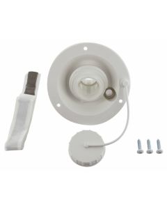 Fresh Water Inlet; Used For RV Fresh Water System; Gravity Water Inlet; 1/2 Inch Female Pipe Thread Inside Connection; Without Check Valve; White; UV Stabilized Plastic; With Bayonet Style Cap/ Installation Tape and Hardware; With Retail Package
