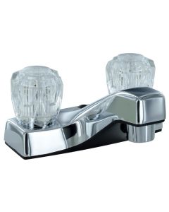 LAVATORY FAUCET, 4IN, 2 KNOB, PLASTIC, CHROME
