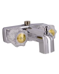 TUB/SHOWER DIV FAUCET W/ D-SPUD, 4IN, 2 KNOB, BRASS, CHROME
