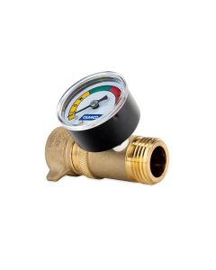 Fresh Water Pressure Regulator; Brass; Preset Pressure Range of 40-50 PSI; With Gauge; Single; Complies With CA and VT Regulations For Brass Content; With English/ French Language Packaging
