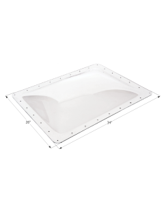 Skylight; 4 Inch High Bubble Type Dome; Rectangular; For 34 Inch Length x 14 Inch Width Opening; 38 Inch Length x 18 Inch Width Flange; Clear; Polycarbonate; Without Blind; Single
