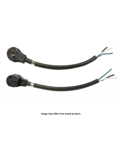 Power Cord; Surge Guard ®; Power Supply Cord; 30 Amps; 25 Foot Length; 3 Prong Male End And End For Hard Wiring; 10/3 Gauge 3 Wire; UL Approved; Black; PVC Jacket; With T Pull Handle
