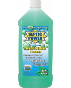 Waste Holding Tank Treatment; Septic Power; Biological Treatment Used To Break Down Waste and Tissue; Without Formaldehyde; Keeps Septic Tank Systems Functioning Properly; Without Lubricant; Regular Treatment Eliminates Expensive Pump-Outs; 32 Ounce Bottl