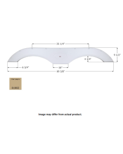 Fender Skirt; Tandem Axle; Fits Various Brands Including Crossroads/ Dutchmen/ Forest River/ Keystone/ Palomino; 69-3/8 Inch Length x 9-1/2 Inch Height; Champagne; ABS Plastic; Tandem; Single; Use Measurements To Determine Proper Fitment Before Ordering
