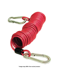 Trailer Safety Cable; Extends To 8 Foot; With Snap Hook; Single; Red Plastic Coated; Coiled Type
