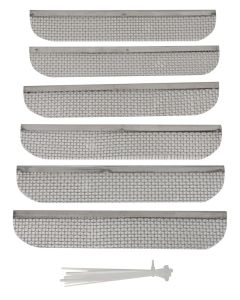 Bug Screen - RV Appliance; Refrigerator Vent; For Use With Dometic Side Vent With 8-1/8 Inch Length Louver Opening; 8.1 Inch Length x 1.5 Inch Width; Stainless Steel; Package Of 6; With Plastic Ties; With Retail Package
