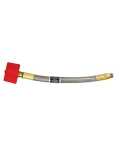 Propane Hose; For Connecting Propane Cylinders To The Propane Regulator; Female QCC (Quick Check Connector) Type 1 Connection x 1/4 Inch Male Inverted Flare; With Thermal Protection; 24 Inch Length; Braided Stainless Steel And Brass; 400,000 BTU Capacity;