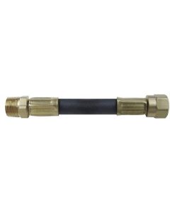 Propane Hose; 3/8 Inch Inside Diameter High Pressure Hose; 3/8 Inch MNPT x 3/8 Inch Female Flare Swivel; With Thermal Protection; 36 Inch Length; UL/CGA Approved; Thermoplastic And Brass; Packaged
