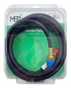 Propane Hose; 1/4 Inch Inside Diameter High Pressure Adaptor Hose; 1 Inch-20 Female Swivel x 1 Inch-20 Male; With Thermal Protection; 144 Inch Length; Thermoplastic And Brass; Packed
