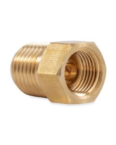 Propane Hose Connector; Adapts Pigtail With 1/4 Inch Inverted Flare to A Regulator With Female 1/4 Inch NPT; 1/4 Inch Male NPT x 1/4 Inch Female Inverted Flare; Brass; Without Shut Off Valve
