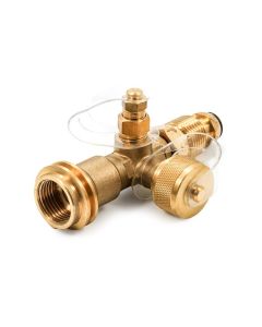 Brass Tee W/ 4 Ports, W/ 5' & 12' Ext .hoses, Clamshell