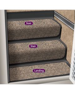 Step Rug; Step Huggers ®; Used For Interior Landing Steps; Hook And Loop Fastening Strips; Covers One Step Per Piece; 23-1/2 Inch Length x 8 Inch Width; Peppercorn; Olefin; Single; With Shrinkwrap And Sleeve

