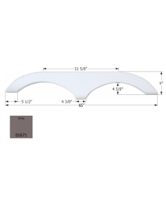 Fender Skirt; Tandem Axle; Fits Various Pilgrim Brands Including Cirrus/ Legends/ Open Road; 65 Inch Length x 9 Inch Height; Grey; ABS Plastic; Tandem; Single; Use Measurements To Determine Proper Fitment Before Ordering
