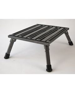 Step Stool; One Step With Non-Slip Strips And Rubber Leg Tips; Foldable; 19 Inch Width × 15 Inch Length x 8 Inch Height; 1000 Pound Capacity; Silver Vein; Aluminum; Large
