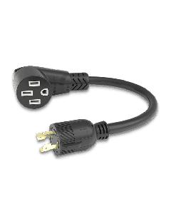 Power Cord Adapter; From 50 Amp/125/250 Volt Straight Blade Female Connector To 30 Amp 4-Prong Generator Male Plug; Pigtail Adapter; Polarized; Black; With LED Power Indicator Ends; With Plug Head Handle Grip
