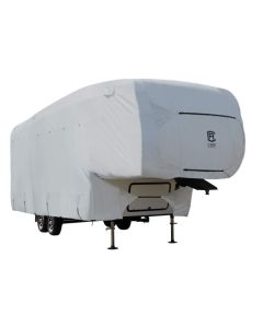 Travel Trailer Cover; PermaPRO ™; For Fifth Wheel Trailer; Fits 41 Foot To 44 Foot Length x 140 Inch Maximum Height Trailer; All Weather Protection; Water Repellent/ Water Resistant/ Tear Resistant And Protection From Dirt/ Dust/ Scratch/ Snow/ Bird Dropp