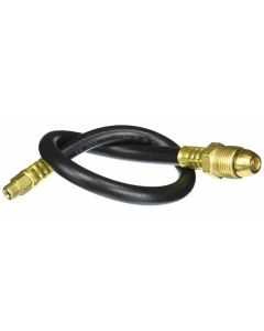 Propane Hose; 1/4 Inch Inside Diameter High Pressure Pigtail Hose; Excess Flow Male POL (Prest-O-Lite) With 7/8 Inch Nut x 1/4 Inch Inverted Flare; With Thermal Protection; 48 Inch Length; 0.9 Gallon Per Minute; Thermoplastic And Brass
