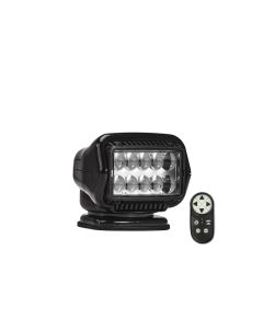 Spotlight; 40 Watt LED; Black Rectangular Housing; Permanent Mount; White Light; 7-1/2 Inch Depth x 7-1/4 Inch Width x 7 Inch Height; 370 Degree Rotation x 135 Degree Tilt; 12 Volt; 3.7 Amp; Hardwired; With Wireless Handheld Remote/ Mounting Hardware/ Out