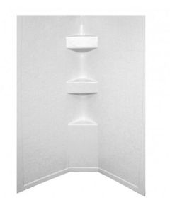 Shower Surround; Better Bath; 1 Piece Design; 34 Inch Length x 34 Inch Width x 68 Inch Height Neo Angle Shower; Parchment; Faux Slate; ABS Plastic; For Use With 9.5 Inch Apron

