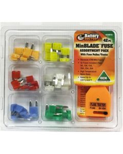 Fuse Assortment; Minblade ™; Blade Fuse; With Seven Each Of 5 Amp/ 10 Amp/ 15 Amp/ 20 Amp/ 25 Amp/ 30 Amp Fuses And Fuse Puller/ Tester; Total Of 42 Pieces
