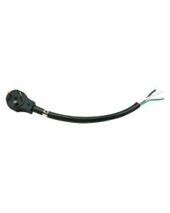 Power Cord; Surge Guard ®; Power Supply Cord; 30 Amps; 18 Inch Length; 3 Prong Male End And End For Hard Wiring; 10/3 Gauge 3 Wire; UL Approved; Black; PVC Jacket; With T Pull Handle
