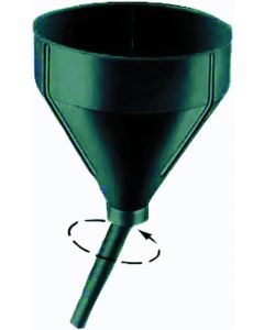 Funnel; Round; 7-1/2 Inch Top Inside Diameter x 12 Inch Overall Height; 5/8 Inch Spout Outside Diameter x 4-7/16 Inch Spout Length; 3 Quart Capacity; Black; Polyethylene
