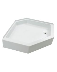 Shower Pan; Better Bath; Corner; 27 Inch x 27 Inch; With 10 Inch Threshold and Access Panel; Center Drain; White; ABS

