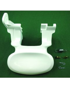 Toilet Flush Pedal; Replacement For Thetford Aqua Magic ® Bravura Permanente Toilet; Built-In; White; With 2 Link Retainer Clips/ 2 Screws And Return Spring
