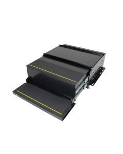 Entry Step; Series 42; Double Electric Folding Step; 26-1/4 Inch Tread Width x 9 Inch Depth; With 6 Inch Rise; Up To 750 Pound Weight Capacity; Powder Coated/ Heavy Gauge Steel; 9.25 Inch Collapsed Height; With Step Control; 18 Inch x 29 Inch Bolt Pattern