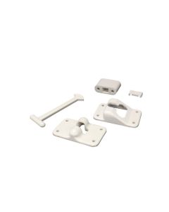 Door Catch; For Holding RV Cabinet Doors Open; T Style; 6 Inch; Polar White; Composite; With Bumper; Single; Packaged
