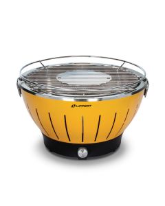 Barbeque Grill; Odyssey ™; Charcoal; Flames; Round; 14.17 Inch Length x 14.17 Inch Width x 8.46 Inch Height; Powder Coated; Amber; Steel Outer Bowl/ Stainless Steel Basin/ Grill Plate/ Barbeque Plate/ Ignition Plate/ Charcoal Container; With Temperature C