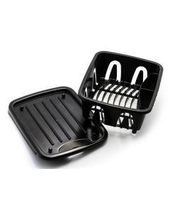 Dish Drainer; Fits In RV Sink; With Drainer Tray That Fits as Lid for Storage; Black; Plastic; With English/ French Language Packaging
