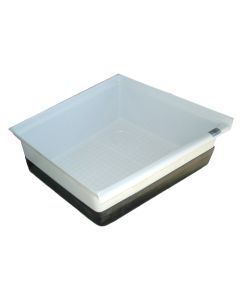 Shower Pan; SP200; Rectangle; 24 Inch Length x 10 Inch Height; 23 Inch Width Right Side; 18 Inch Width Left Side; With Ready To Drill Drain; Polar White; ABS Plastic; Single
