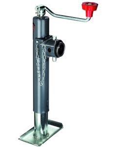 Trailer Tongue Jack; Manual Round Topwind Swivel Jack; 2000 Pound Lift Capacity; 10 Inch Travel; 11 Inch Retracted X 21 Inch Extended Height; 4 Inch Clearance; Weld-On Tubular Mount Bracket; Painted Grey Outer/ Zinc Plated Clear Inner Tube; With Bracket
