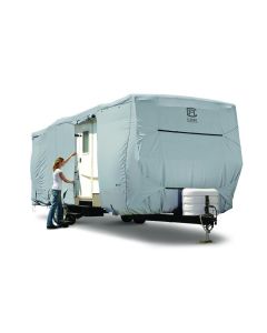 Travel Trailer Cover; PermaPRO ™; For Receiver Hitch Trailer; Fits 33 Foot To 35 Foot Length x 124 Inch Maximum Height Trailer; All Weather Protection; Water Repellent/ Water Resistant/ Tear Resistant And Protection From Dirt/ Dust/ Scratch/ Snow/ Bird Dr