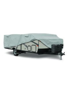 Pop Up Camper Cover; PermaPRO ™; For Receiver Hitch Camper; Fits 12 Foot To 14 Foot Length Camper; All Weather Protection; Water Repellent/ Water Resistant/ Tear Resistant And Protection From Dirt/ Dust/ Scratch/ Snow/ Bird Dropping And UV Rays; Gray; 1 P