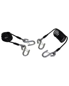 Trailer Safety Cable; 7500 Pound Rated; 7 Foot Length; Plastic Coated Steel; S-Hook; Set of 2
