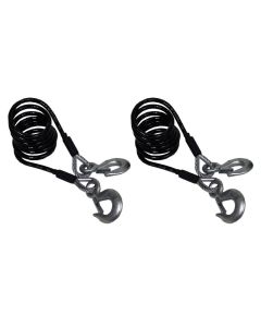 Trailer Safety Cable; 10000 Pound Rated; 7 Foot Length; Plastic Coated Steel; With Snap Hooks; Set of 2
