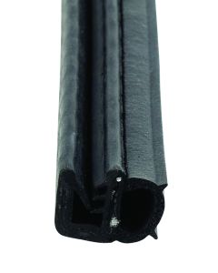 Door Window Channel Seal; Single Bulb Seal; Mounts With Slide On Clip; 3/4 Inch Width x 7/16 Inch Height x 28 Foot Long; Black
