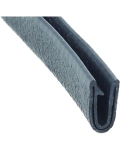 Door Window Channel Seal; U-Channel Type; Clip-On; 9/16 Inch Width x 1/4 Inch Height x 50 Foot Length Roll Outside Dimensions/ 1/3 Inch Width x 5/64 Inch Height x 50 Foot Length Roll Inside Dimensions; Black
