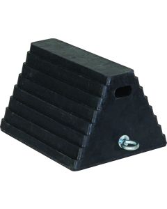 Buyers Products, Wheel Chock; Black; Rubber; Single; 6 Inch Height; With Chain Eye