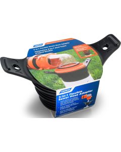 Sewer Hose Seal; Use To Block Odors at Dump Station; Flexible 3-In-1 Adapter; Black; Compatible With 3 Inch/ 3-1/2 Inch and 4 Inch NPT Sewer Inlets; With Wings For Easy Removal
