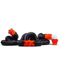 Sewer Hose; RhinoFLEX ™; 20 Foot Length; 23 Mils Polyolefin Reinforced With Steel Wire; Black Hose; With Swivel Lug and Swivel Bayonet Fittings/ Translucent Elbow With 4-In-1 Fitting
