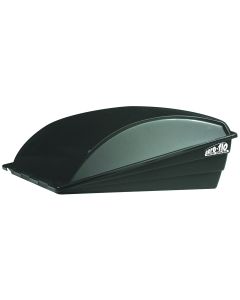 Roof Vent Cover; Exterior Mount; Dome Type Ventilation; Vented On Three Sides; For 14 Inch x 14 Inch Vents; 22-1/2 Inch Length x 20 Inch Width x 9 Inch Height; Black; UV Stabilized Resin; With Vent Assembly/ Screen/ Installation Hardware; With English/ Fr