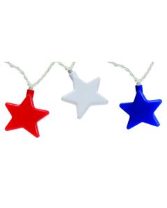 Party Lights; Stars; 8 Foot Length; 10 Lights; For Indoor/ Outdoor Use; 120 Volt With Overload Protection; With Light String/ Two Spare Bulbs/ Spare Fuse
