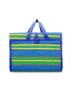 HANDY MAT W/STRAP, BLUE/GREEN STRIPES, 72INX108IN, BILINGUAL
