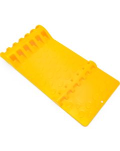 Parking Stop; AccuPark; Floor Mount Mat; Yellow; ABS Plastic; Mounts With Adhesive Strips; 2 Bumps For Increased Parking Accuracy; With Mounting Strips
