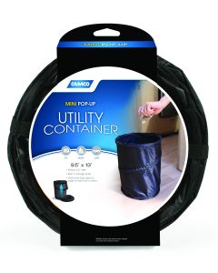 Trash Can; Round; Collapsible; 9-1/2 Inch Diameter x 13 Inch Height; Black; Plastic
